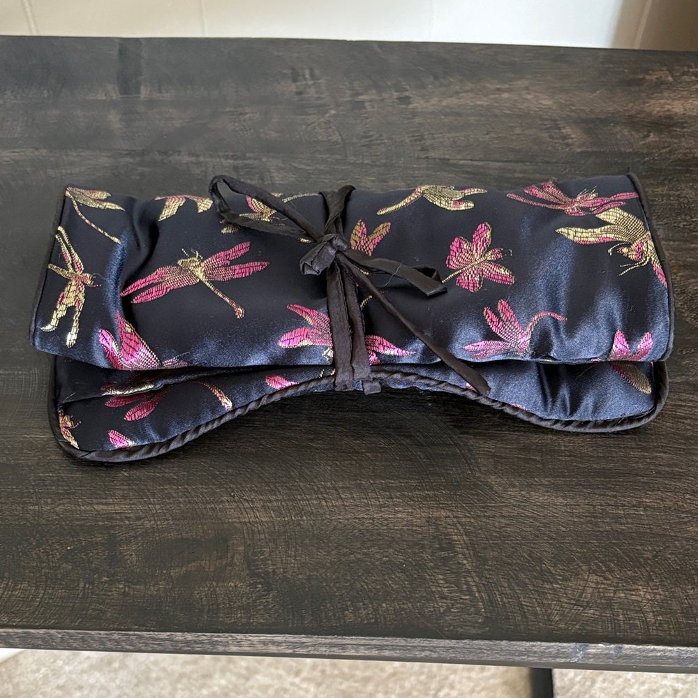 Dragonfly Print Satin Jewelry Travel Bag Roll - Picture 2 of 5